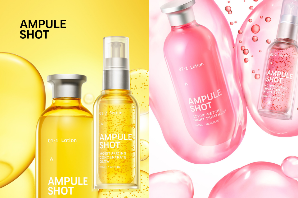 "Ampoule Shot packaging in sleek, professional-style design for salon-quality care"