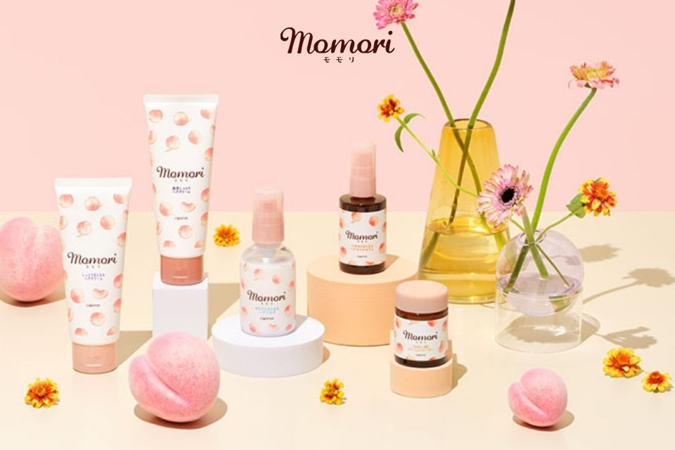 momori peach-scented shampoo or conditioner – cute Japanese packaging