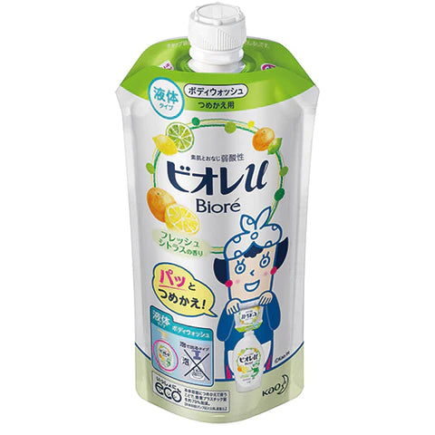 Biore U Body Wash Refill 340ml -  Fresh Citrus Scent - TODOKU Japan - Japanese Beauty Skin Care and Cosmetics