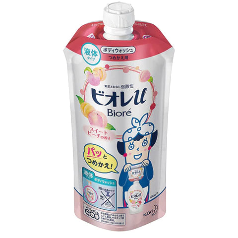 Biore U Body Wash Refill 340ml - Sweet Peach Scent - TODOKU Japan - Japanese Beauty Skin Care and Cosmetics