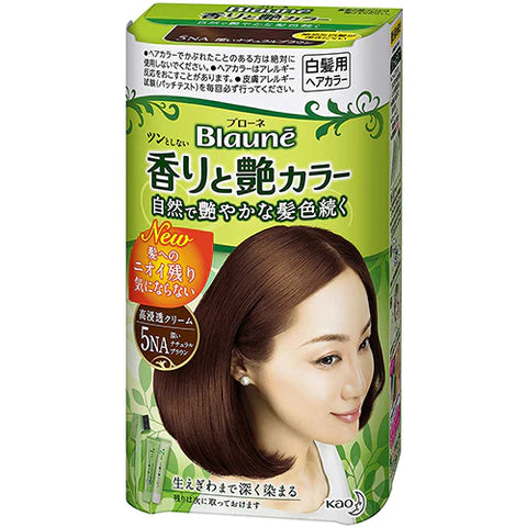 Kao Blaune Fragrance and Gloss Hair Color Cream - 5 Na Deep Natural Brown - TODOKU Japan - Japanese Beauty Skin Care and Cosmetics
