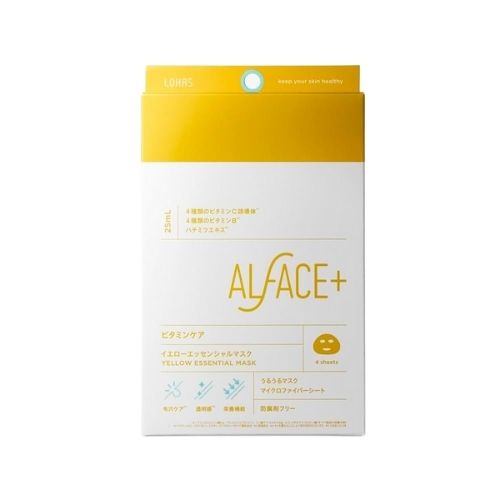 ALFACE Yellow Essential Mask 4 Sheets - TODOKU Japan - Japanese Beauty Skin Care and Cosmetics