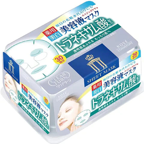 Kose Clear Turn Essence Mask Tranexamic Acid - 30 masks - TODOKU Japan - Japanese Beauty Skin Care and Cosmetics
