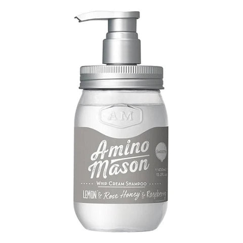 Stella Seed Amino Mason Smooth Whip Cream Shampoo Pump 450ml - Peony Rose Bouquet Scent - TODOKU Japan - Japanese Beauty Skin Care and Cosmetics