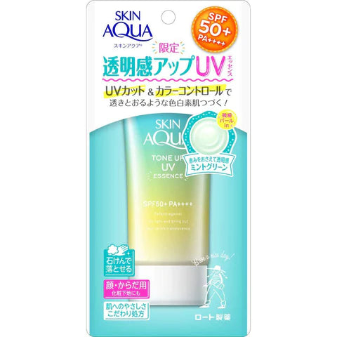 Skin Aqua Rohto Sunscreen Tone Up UV Essence 80g SPF50+/PA++++- Mint Green - TODOKU Japan - Japanese Beauty Skin Care and Cosmetics