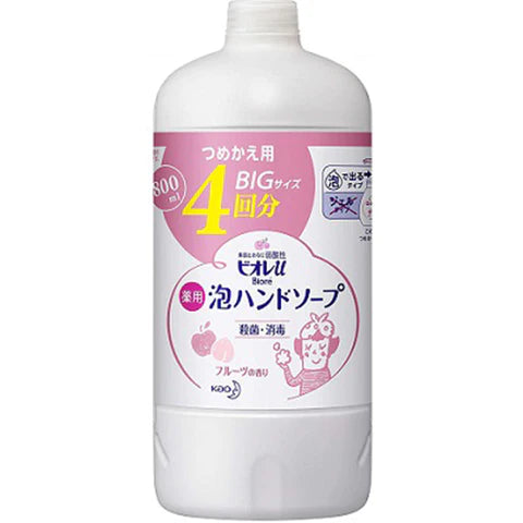 Biore U Bubble Hand Soap 4 Times Refill 800ml - Fruits Scent - TODOKU Japan - Japanese Beauty Skin Care and Cosmetics