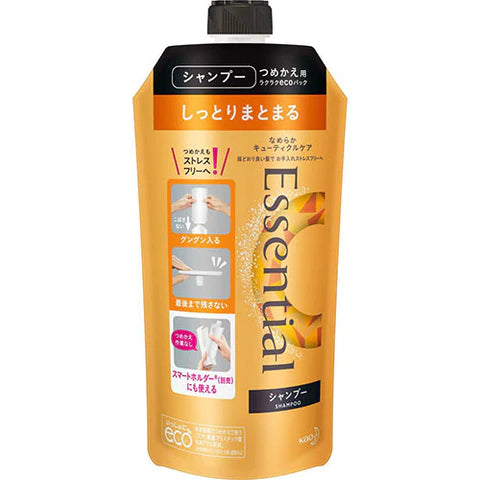 Kao Essential Moist And Cohesive Shampoo - Refill - 340ml - TODOKU Japan - Japanese Beauty Skin Care and Cosmetics