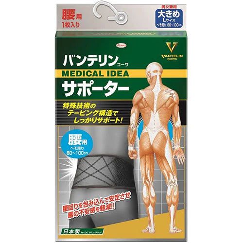 Vantelin Kowa Pain Relief Supporter For The Waist - Black - L Size - TODOKU Japan - Japanese Beauty Skin Care and Cosmetics