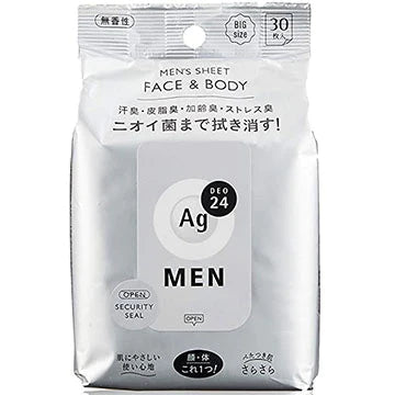 Ag Deo 24 Men's Face & Body Sheet 30 Sheets - Unscented - TODOKU Japan - Japanese Beauty Skin Care and Cosmetics