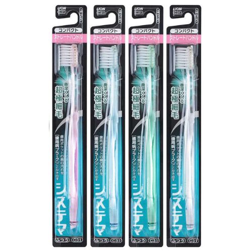Lion Systema Toothbrush Straight Handle Normal 1pc (Any one of colors) - TODOKU Japan - Japanese Beauty Skin Care and Cosmetics
