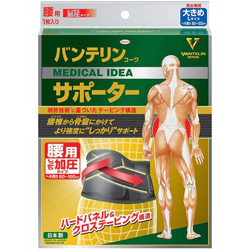 Vantelin Kowa Pain Relief Supporter For The Waist - Pressurized Type - Black - L Size - TODOKU Japan - Japanese Beauty Skin Care and Cosmetics