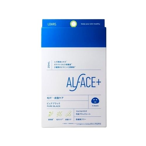 ALFACE Pure Black Mask 4 sheets - TODOKU Japan - Japanese Beauty Skin Care and Cosmetics