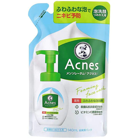 Mentholatum Acnes Foam Face Wash Refil - 140ml - TODOKU Japan - Japanese Beauty Skin Care and Cosmetics