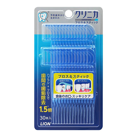 Tooth Care Lion Clinica Dental Floss & Stick - 30pieces - TODOKU Japan - Japanese Beauty Skin Care and Cosmetics