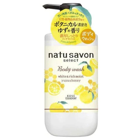Kose Softymo Natu Savon Select White Body Wash Rich Moist Yuzu & Honey 500ml - TODOKU Japan - Japanese Beauty Skin Care and Cosmetics