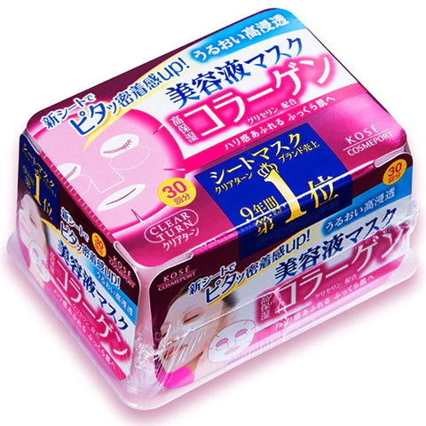 Kose Clear Turn Essence Face Mask with Collagen - 30 masks - TODOKU Japan - Japanese Beauty Skin Care and Cosmetics