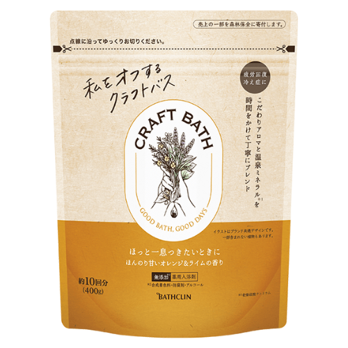 Bathclin Craft Bath 400g - Orange & Lime - TODOKU Japan - Japanese Beauty Skin Care and Cosmetics