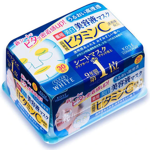 Kose Clear Turn Essence Face Mask White - 30 masks - TODOKU Japan - Japanese Beauty Skin Care and Cosmetics