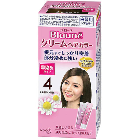 Kao Blaune Cream Hair Color - 4 Slightly Bright Maroon - TODOKU Japan - Japanese Beauty Skin Care and Cosmetics