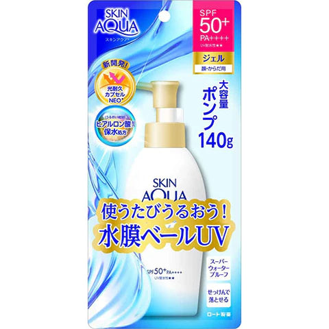 Skin Aqua Rohto Newer Model Super Moisture Gel Pump 140g - SPF50+/PA++++ - TODOKU Japan - Japanese Beauty Skin Care and Cosmetics