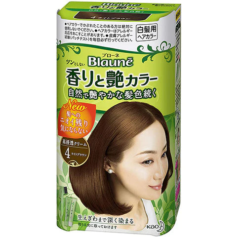 Kao Blaune Fragrance and Gloss Hair Color Cream - 4 Light Brown - TODOKU Japan - Japanese Beauty Skin Care and Cosmetics