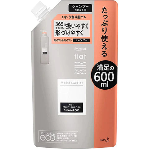 Kao Essential Flat Moist & Moist Shampoo Refill - 600ml - TODOKU Japan - Japanese Beauty Skin Care and Cosmetics
