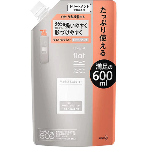 Kao Essential Flat Moist & Moist Treatment - Refil - 600ml - TODOKU Japan - Japanese Beauty Skin Care and Cosmetics