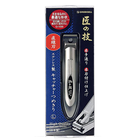 Takumi No Waza Nail Clipper Stainless With Catcher Straight L - G-1030 - TODOKU Japan - Japanese Beauty Skin Care and Cosmetics
