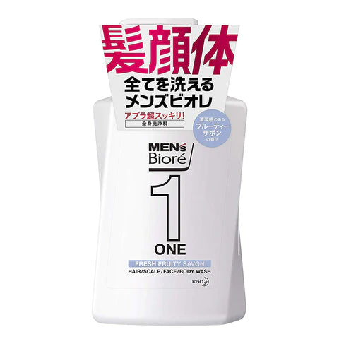 Biore Mens ONE All in One Whole Body Wash - 480ml - Fruity Savon - TODOKU Japan - Japanese Beauty Skin Care and Cosmetics