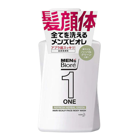 Biore Mens ONE All in One Whole Body Wash - 480ml - Herbal Green - TODOKU Japan - Japanese Beauty Skin Care and Cosmetics
