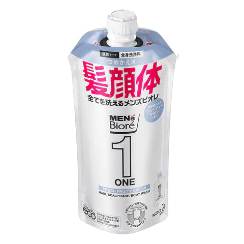 Biore Mens ONE All in One Whole Body Wash - 340ml - Fruity Savon - Refill - TODOKU Japan - Japanese Beauty Skin Care and Cosmetics