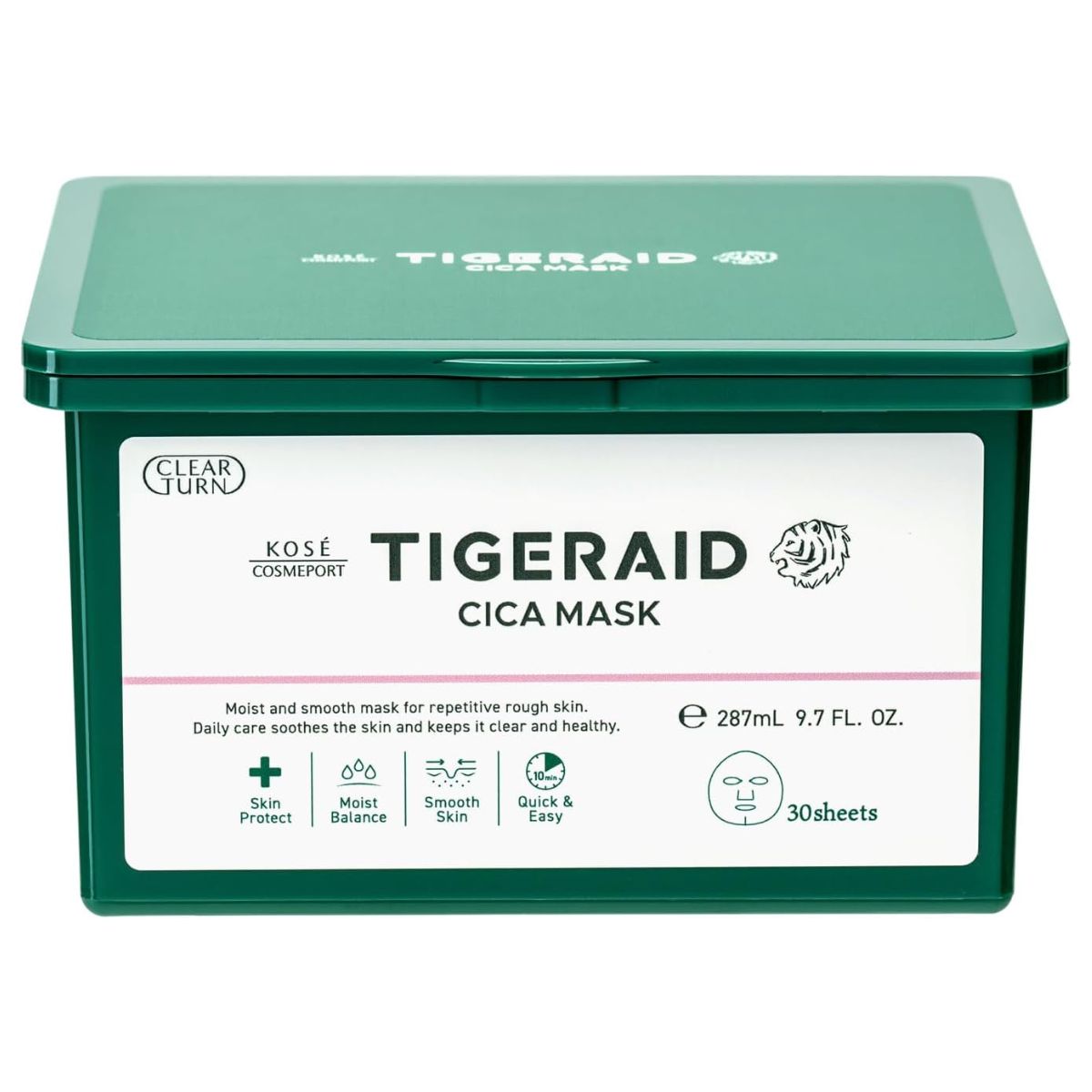 Kose Clear Turn Tigerad CICA Repair Mask - 30 Sheets - TODOKU Japan - Japanese Beauty Skin Care and Cosmetics