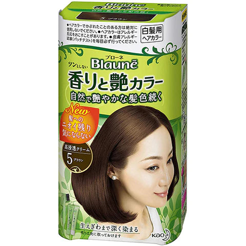 Kao Blaune Fragrance and Gloss Hair Color Cream - 5 Brown - TODOKU Japan - Japanese Beauty Skin Care and Cosmetics