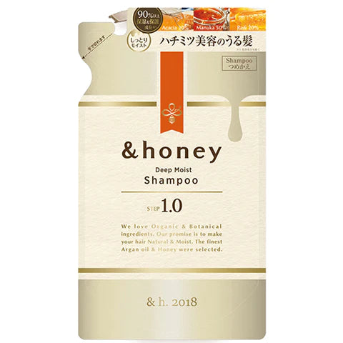 &honey Deep Moist Hair Shampoo Refill 350ml Step1.0 - Peony Honey Scent - TODOKU Japan - Japanese Beauty Skin Care and Cosmetics