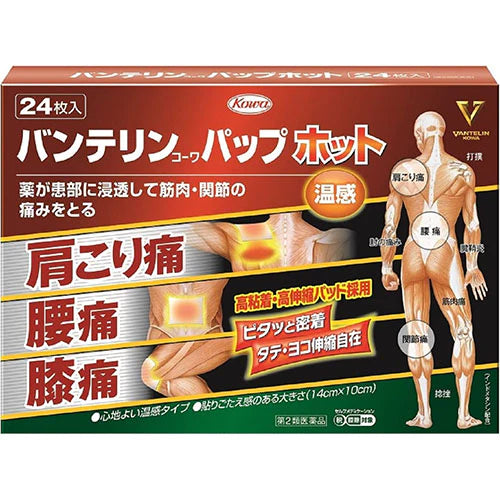Vantelin Kowa Pain Relief Patches Pap EX Hot - 24pcs - TODOKU Japan - Japanese Beauty Skin Care and Cosmetics