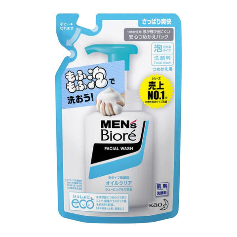 Biore Mens Facial Wash Refill 130ml - Oil Clear Bubble Type - TODOKU Japan - Japanese Beauty Skin Care and Cosmetics