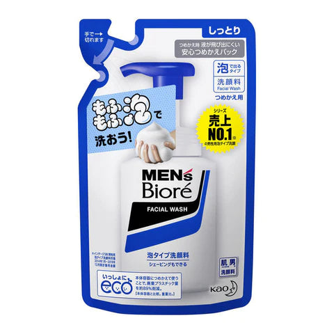 Biore Mens Facial Wash Refill 130ml - Bubble Type - TODOKU Japan - Japanese Beauty Skin Care and Cosmetics