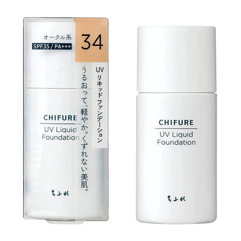 Chifure Chifure Cosmetics UV Liquid Foundation - 34 Ocher System Slightly Darker - TODOKU Japan - Japanese Beauty Skin Care and Cosmetics