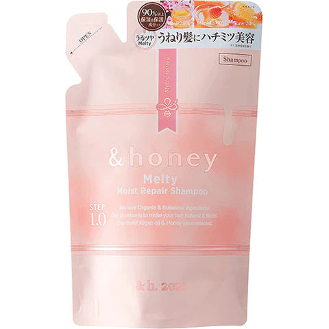 &honey Melty Moist Repair Hair Shampoo Refill 350ml Step1.0 - Pure Rose Honey Scent - TODOKU Japan - Japanese Beauty Skin Care and Cosmetics
