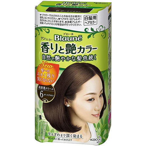 Kao Blaune Fragrance and Gloss Hair Color Cream - 6 Dark Brown - TODOKU Japan - Japanese Beauty Skin Care and Cosmetics