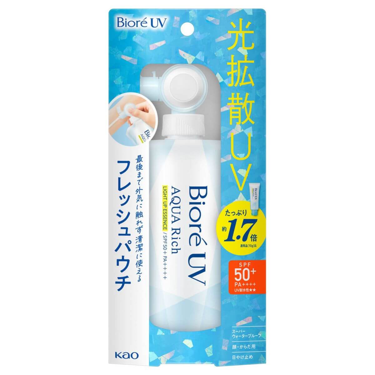 Biore UV Aqua Rich Light Up Essence Fresh Pouch SPF50 + / PA ++++ 120g - TODOKU Japan - Japanese Beauty Skin Care and Cosmetics