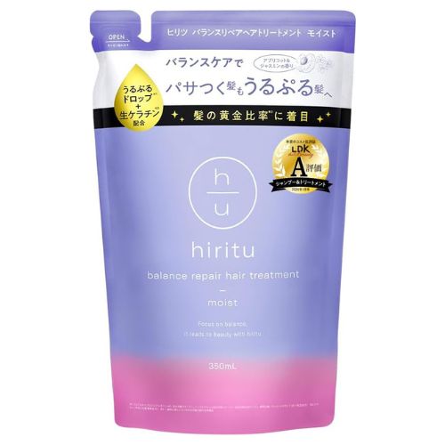 hiritu Balance Repair Moist Hair Treatment Refill 350ml - Apricot & Jasmine Scent - TODOKU Japan - Japanese Beauty Skin Care and Cosmetics