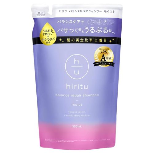 hiritu Balance Repair Moist Shampoo Refill 350ml - Apricot & Jasmine Scent - TODOKU Japan - Japanese Beauty Skin Care and Cosmetics