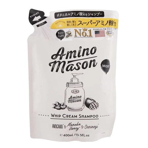 Stella Seed Amino Mason Moist Whip Cream Shampoo Refill 400ml - White Rose Bouquet Scent - TODOKU Japan - Japanese Beauty Skin Care and Cosmetics