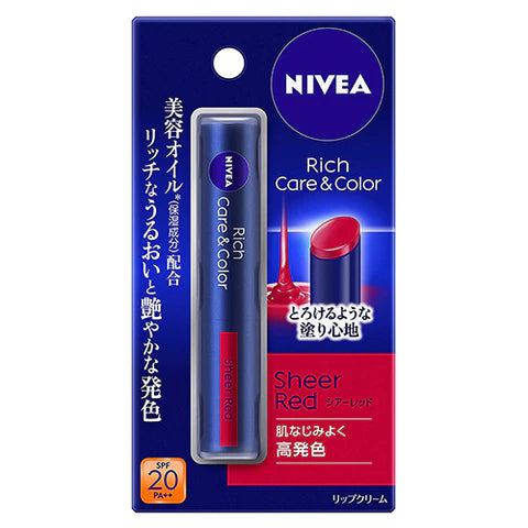 Nivea Rich Care & Color Lip 2.0g SPF20 PA++ - Sheer Red - TODOKU Japan - Japanese Beauty Skin Care and Cosmetics
