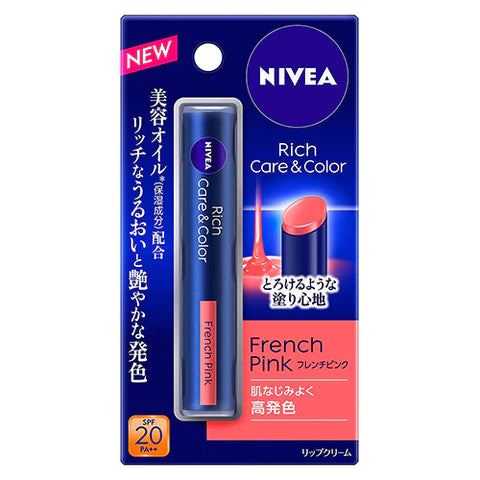 Nivea Rich Care & Color Lip 2.0g SPF20 PA++ - French Pink - TODOKU Japan - Japanese Beauty Skin Care and Cosmetics