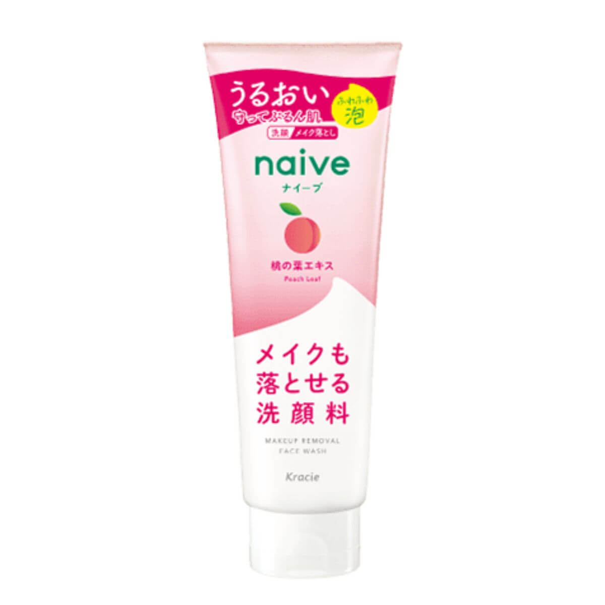 Kracie naive Makeup Remover Facial Ｗash Moisturizing Peach Leaf Extract - 200g