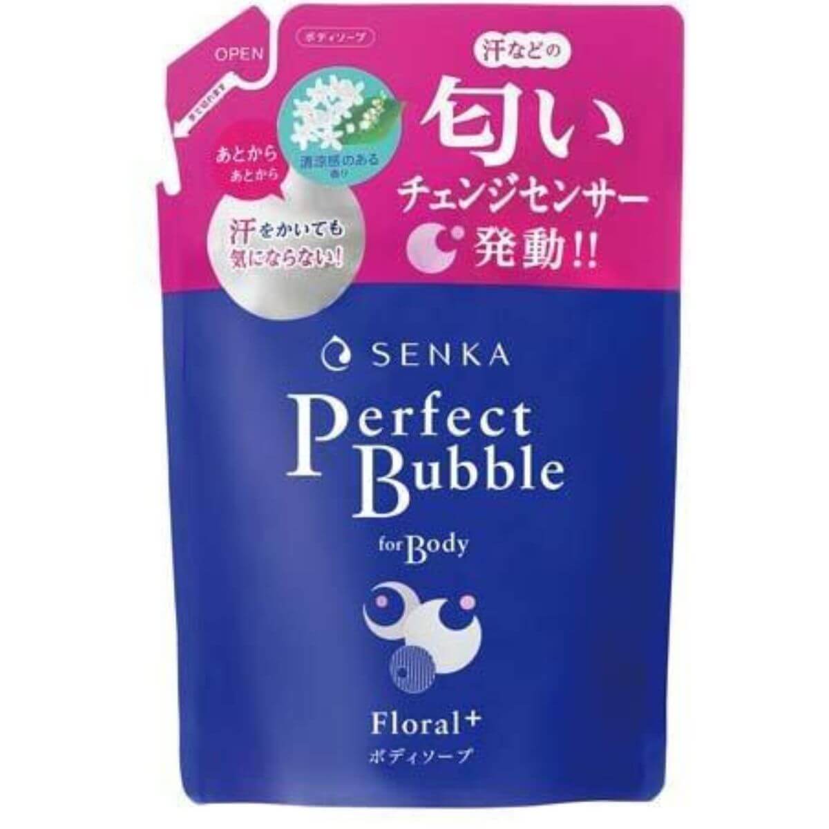 Senka Perfect Bubble For Body Floral Plus N - 350mL Refill - TODOKU Japan - Japanese Beauty Skin Care and Cosmetics