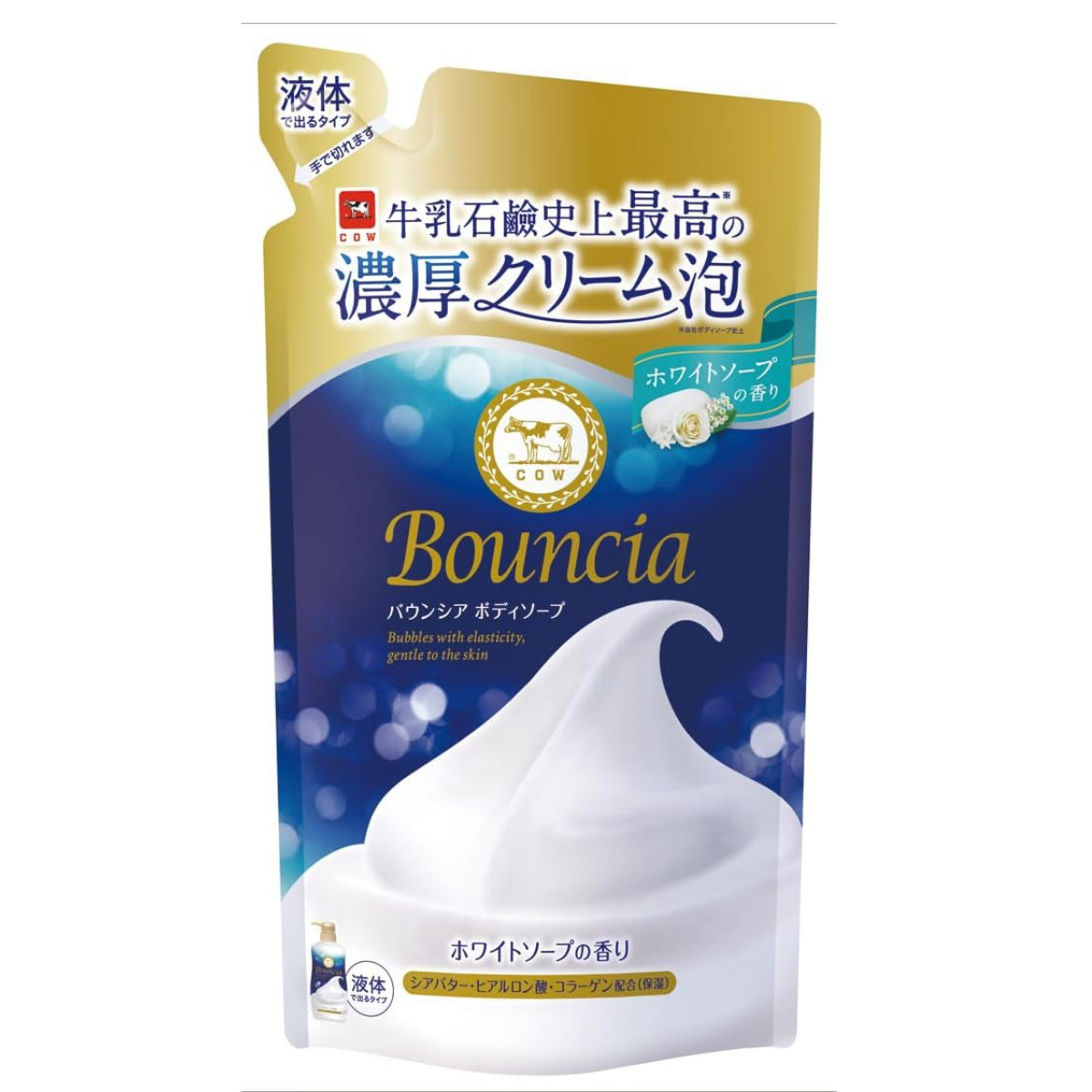 Cow Brand Bouncia Body Soap White Soap Scent Refill - 360mL