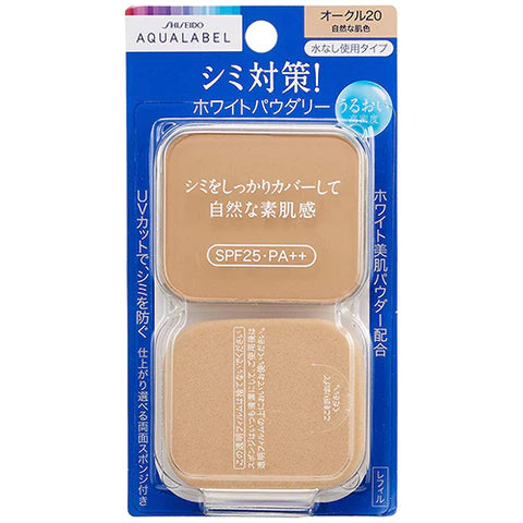 Shiseido Aqualabel White Powdery Foundation Ocher 20 - SPF25 / PA++ - 11.5g - Refill - TODOKU Japan